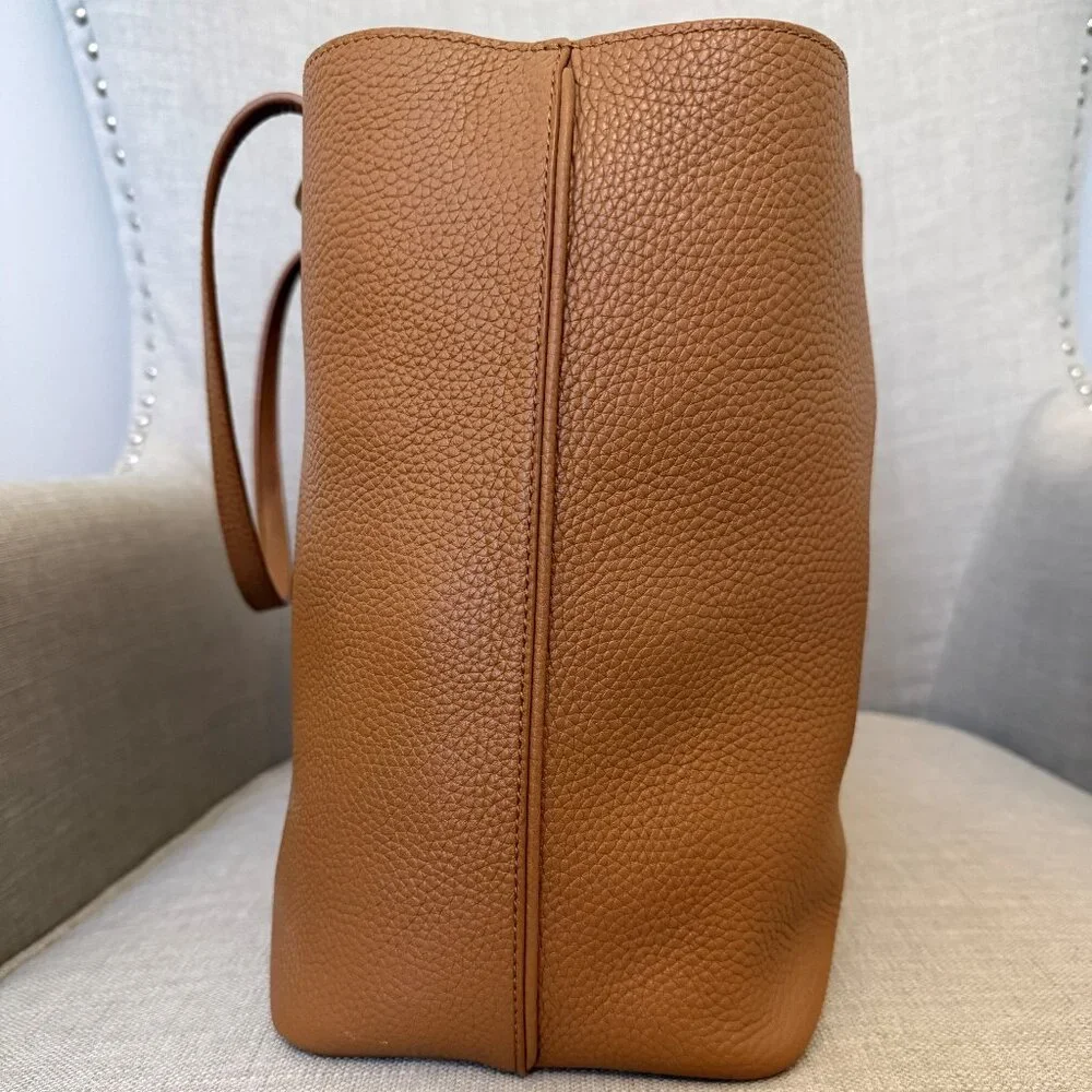 Tory Burch Pebbled Leather Tote in Cognac Brown